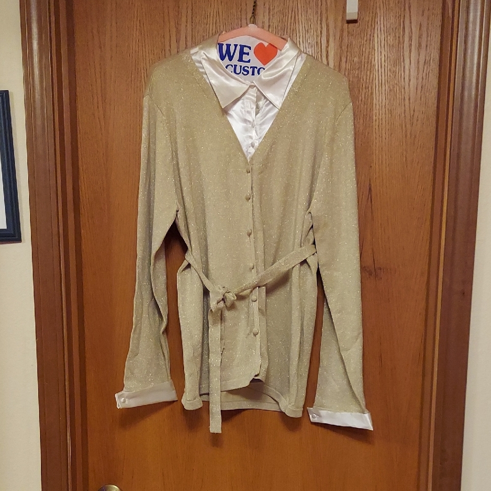 Element Gold Button-Up Cardigan with Belt